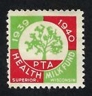 1939 PTA Health Milk Fund Superior Wisconsin with Pine Cone - Christmas Stamp