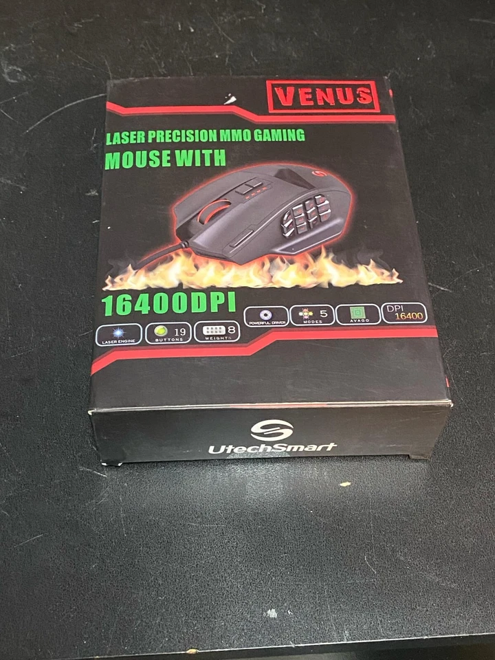 UtechSmart Venus Gaming Mouse Wired 16400 DPI High Precision Laser MMO Open Box - Image 1 of 1