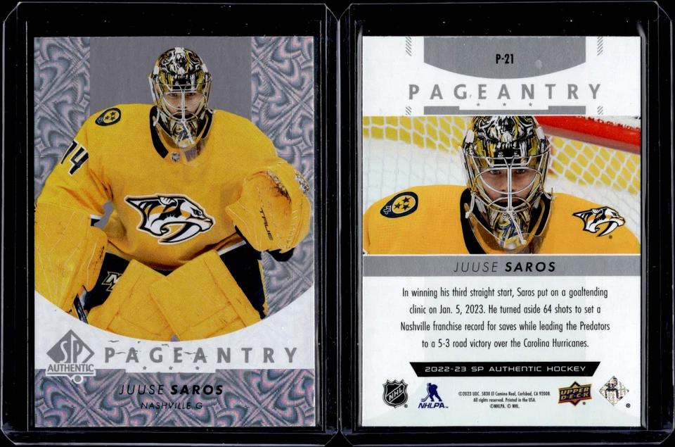 2022-23 Upper Deck SP Authentic Pageantry #P-21 Juuse Saros - Image 1 of 1