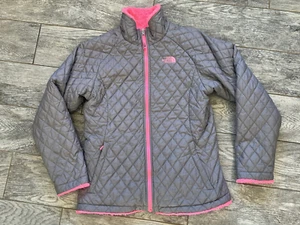 The North Face Reversible Mossbud Quilted Fleece Jacket Size XL 18 Pink Girls - Picture 1 of 12