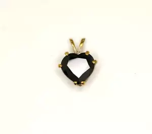 Colgante de oro amarillo de 10 K zafiro azul medianoche con forma de corazón de 5,26 quilates - Imagen 1 de 3