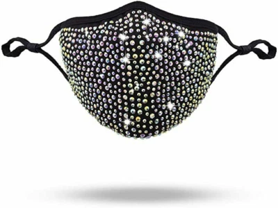 Rhinestone Bling Crystal Face Mask Sparkly Reusable Mask Washable mascarillas - Image 1 of 4
