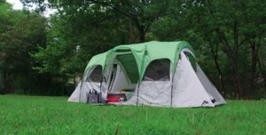 Rectangular Green Camping Tent - 16' x 8' x 78" 8 People Max - Picture 1 of 3
