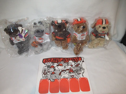 Burger King 1999 NFL Cleveland Browns Football DAWG POUND Cool Beans dog set MIP Cover