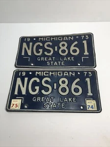 Michigan Nummernschilder passendes Paar 1973, 74, 75 NGS 861 - Bild 1 von 8