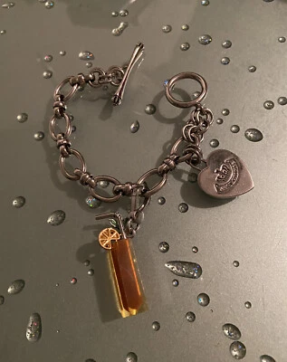 Pulsera Juicy Couture Té Helado Naranja Cuña Hojas Menta Metal Paja Bebida Dije Foto 1 de 4