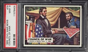 1962 Topps Civil War News Abraham Lincoln & Grant Council Of War #79 PSA 9 MINT - Picture 1 of 3