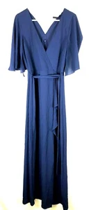 BCBGMAXAZRIA Dress Womens Cape Detail Gown Navy Size 4 - Picture 1 of 2