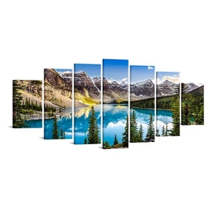 Huge 7 Pieces Canvas Wall Art Landscape View of Moraine Lake and Mountain Ran... - Picture 1 of 7