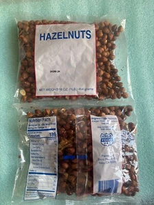 TWO 1 POUND SHELLED HAZELNUTS~TOTAL 2 LB - Picture 1 of 4