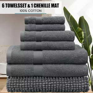 LINENOVA 100% Premium Cotton Bath Towel Set Hand Towel Face Washer | 7 Pc 550GSM - Picture 1 of 55
