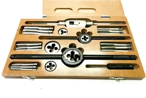 TAP AND DIE SET 1/4 TO 1/2 BRITISH STANDARD FINE-BOXED COMPLETE BSF SMUG - Picture 1 of 5