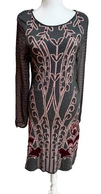 Anthropologie knitted knotted romantic sweater dress floral scroll vine S etro - Image 1 of 4