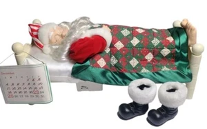 Telco Motion-ettes SLEEPING SANTA Animated Snoring Whistling In Bed 1994 W/ Box - Picture 1 of 24