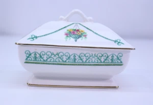 De Colección Aynsley Victoriano Jardín Baratija Caja Plato Tapa Hueso Fino Hecho en China Inglaterra - Imagen 1 de 10