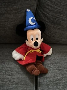Walt Disney World Mickey Mouse 12" Fantasia Sorcerer Plush Bean Bag With Tags - Picture 1 of 6