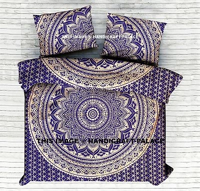 Indian Ombre Mandala Reversible Gold King Size Comforter Donna Duvet Cover Quilt - Image 1 of 3