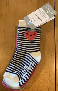 Carter's 3-Pack Girls Crew Socks Strawberry Theme Size 2-4 Years NWT (MCL) - Picture 1 of 9
