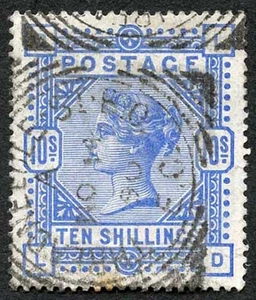 SG183 10/- Deep Ultramarine Wmk Large Anchor White Paper Fine Used - Picture 1 of 1