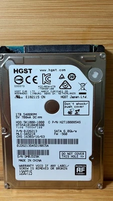 HTS541010A9E680,  0J26213,  DA5218   HGST SATA 1TB 2.5" SATA - Image 1 of 3