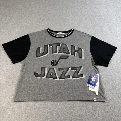 Utah Jazz Shirt Womens Small Grey Black NBA Basketball 47 Graphic Tee Top Retro - Image 1 of 4
