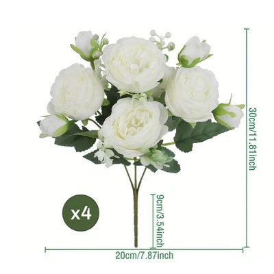 9 Cabezas Seda Peonía Flores Artificiales Boda Ramo Hogar Fiesta Exterior Decoración Foto 1 de 4