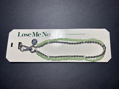 Muñequera universal para teléfono Lose Me Not iPhone - cuentas verdes claras y plateadas Foto 1 de 4