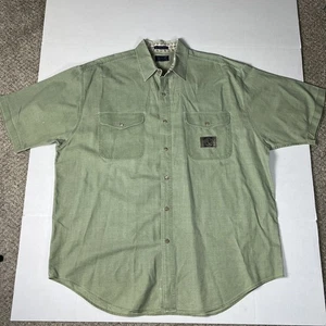 Mens Green Short Sleeve XL Ducks Unlimited Button Down Shirt 100% Cotton Vintage - Picture 1 of 6