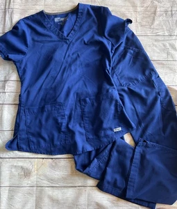 Grey's Anatomy Navy Blue Indigo Scrub Set Gr. S Shirt Sleeve Top And Long Pants - Bild 1 von 10