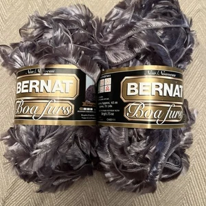 Bernat Boa Furs SILVER FOX Yarn Acrylic ~ Lot of 2 Skeins (1.75 oz each) - Picture 1 of 5