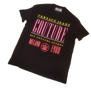 VERSACE JEANS COUTURE T-shirt donna cotone manica corta logo nero taglia XS/6 - Foto 1 di 10
