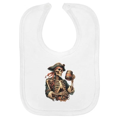 Babero de bebé de algodón suave 'Pirate Skeleton Drinking' (BI00066573) Foto 1 de 3