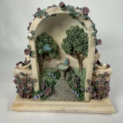 Servilletero Escultural Pfaltzgraff CAPE MAY Floral Jardín y Pájaros Azules Defecto Foto 1 de 4