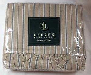 Vintage Ralph Lauren Bucks County Stripe Full Flat Sheet NEW, New in Package - Picture 1 of 8