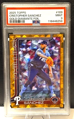 2025 Topps Series 1 Christopher Sanchez Gold Diamante /50 PSA 9 No 10's!Phillies - Image 1 of 3