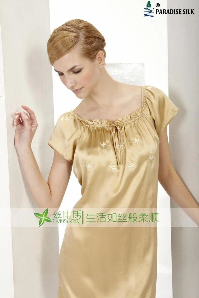 Chemise de manga corta de seda pura talla única 9108 Foto 1 de 2