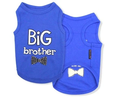 Parisian Pet Dog T-Shirt with Embroidered ' Big Brother ' Words - - Image 1 of 4