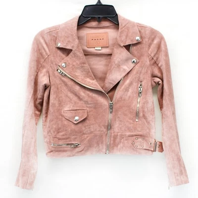 BLANKNYC Designed Dusty Rose Velvet Motorcycle Jacket Full Zip Large - Image 1 of 4