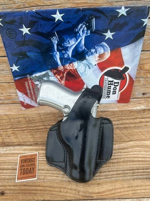 Vintage Don Hume H721 31 Black Leather Holster for Beretta 84B Cheetah Round - Image 1 of 2