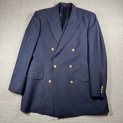Blazer Brooks Brothers Brooksease Azul Marino Doble Pecho 41L Botones Cresta Dorada Foto 1 de 4