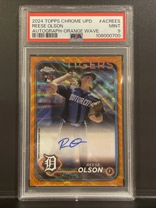2024 Topps Chrome Update Reese Olson RC Orange Wave Auto /25 #AC-REES PSA 9 - Picture 1 of 2