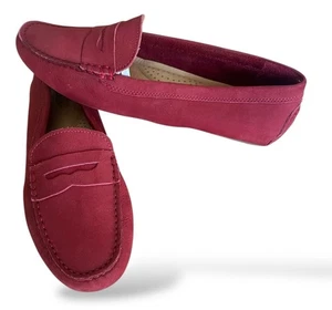 G.H. Bass Co. Missy Womens Size 9.5M Flat Red Suede Leather Loafer Driving Shoes - Picture 1 of 16
