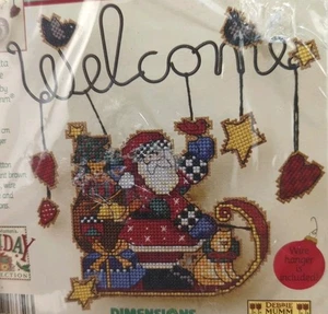 Dimensions Wire Welcome Sleigh Santa Counted Cross Stitch Kit Debbie Mumm 8650 - Bild 1 von 3