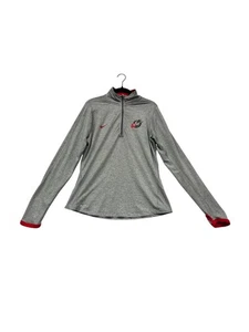 Nike Dri-Fit Pullover grau & rot Viertelreißverschluss mit Drachenlogo Gr. L #98 - Bild 1 von 12