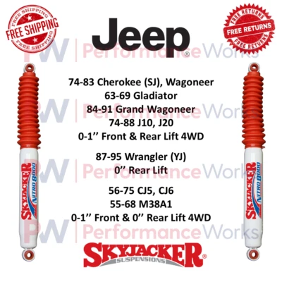 Par de Amortecedores Dianteiros e Traseiros Skyjacker para Jeep Wrangler, Grand Wagoneer, J10, CJ6 - Imagem 1 de 4
