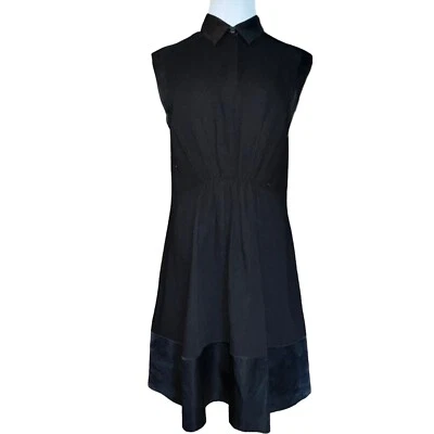 3.1 Phillip Lim 女式半扣无袖 A 字裙黑色丝绸 4 码 — 第 1/4 张图片