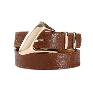 Women's Brown Belt Trend Belt with Gold Buckle Fashion Leather Waist Belt for... - Picture 1 of 7