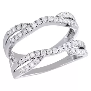 14K White Gold Diamond Solitaire Engagement Wrap Contour Enhancer Ring 0.50 Ct. - Picture 1 of 6