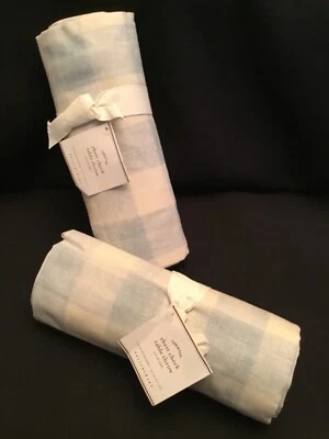 Pottery Barn RHETT CHECK Table Throw - NWT - Seafoam - 2 avail - Image 1 of 4