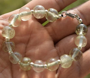 Bracciale vetro deserto libico meteorite tektite-impatto asteroide-14 perline-135 ct - Foto 1 di 6